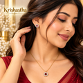 Krishastha Elegant Ruby Red Floral Pendant Necklace & Stud Earrings Set for Women